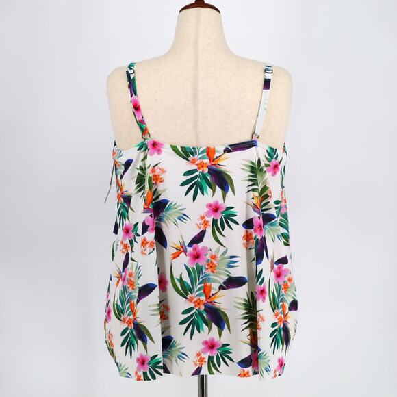 Island Escape Women White Tropical Capetown Underwire Swim Tankini Top Size 18W - Picture 3 of 4